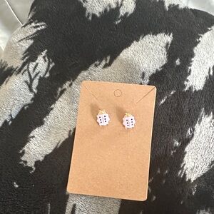 Fashion Jewelry Pink and Gold Ladybug Earrings